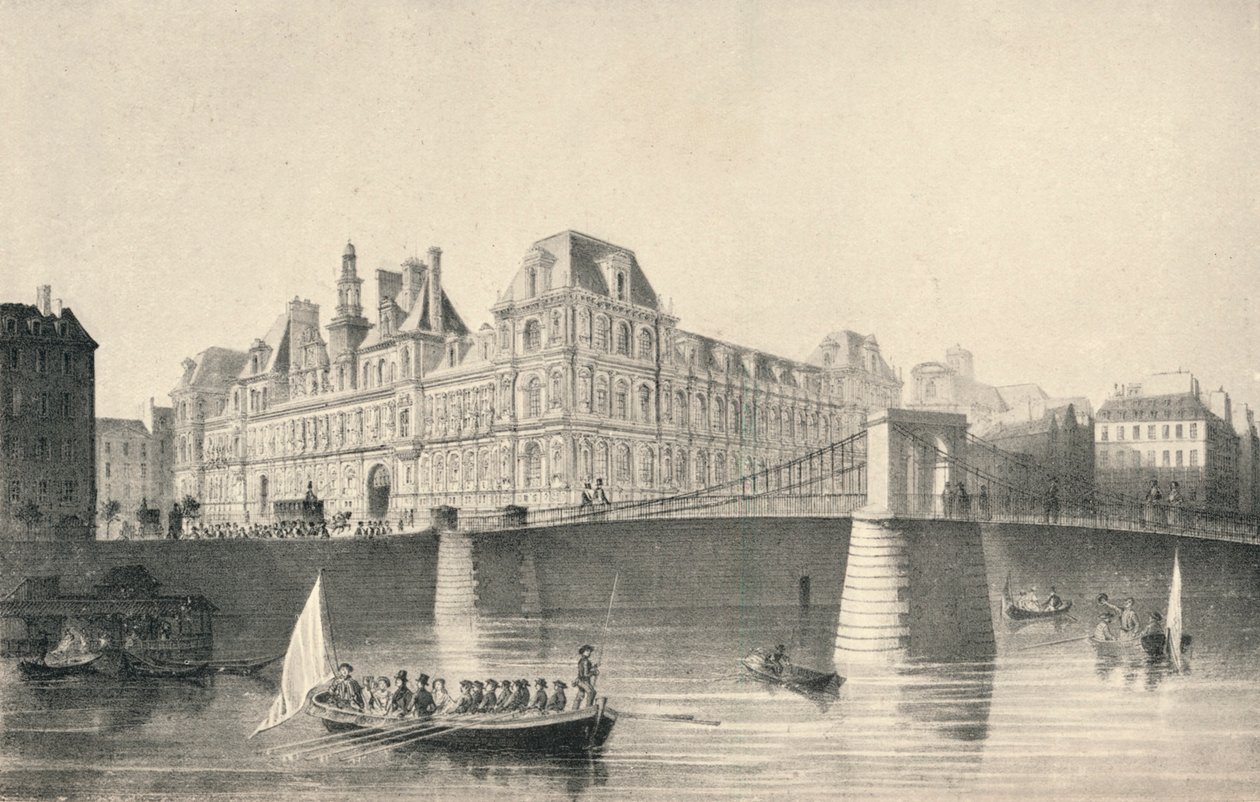 Utsikt over Hotel de Ville og Pont dArcole, 1915 av J.B. Arnout