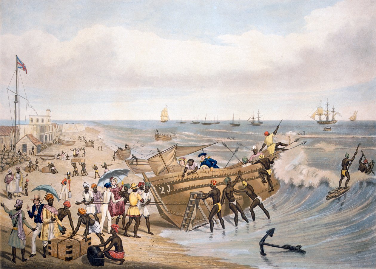 Madras, Embarking, gravert av C. Hunt, 1856 av J.B. East
