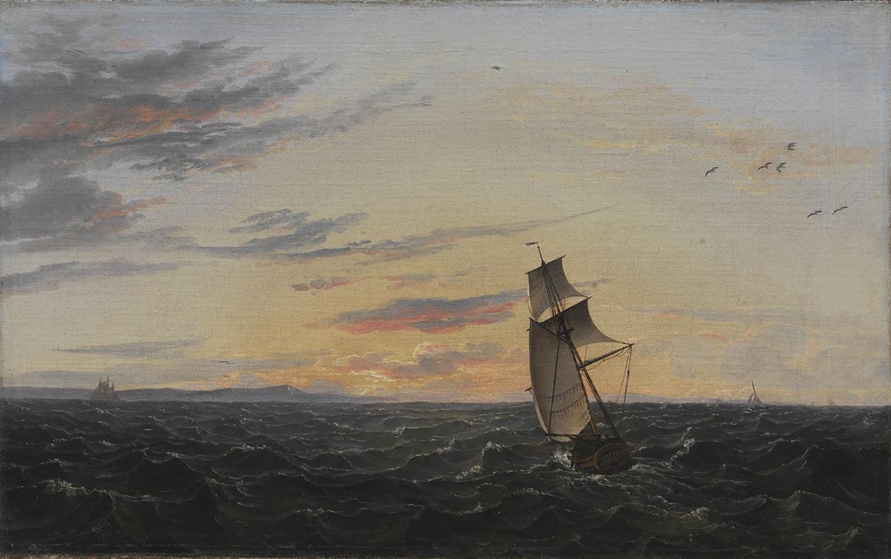 Et havlandskap. Kysten av øya Rügen i kveldslys av Johan Christian Dahl