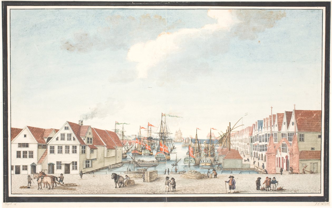 Brygge i Bergen av Johan Christian Dahl