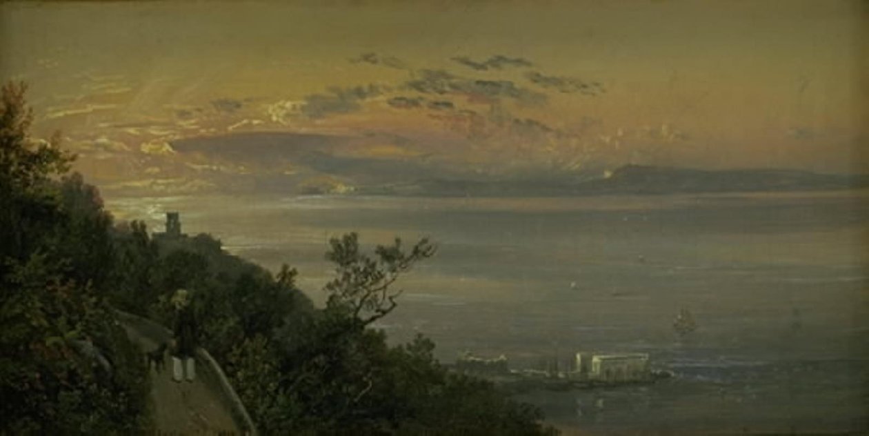 Utsikt fra åsene over Castellamare i Napoli av Johan Christian Dahl