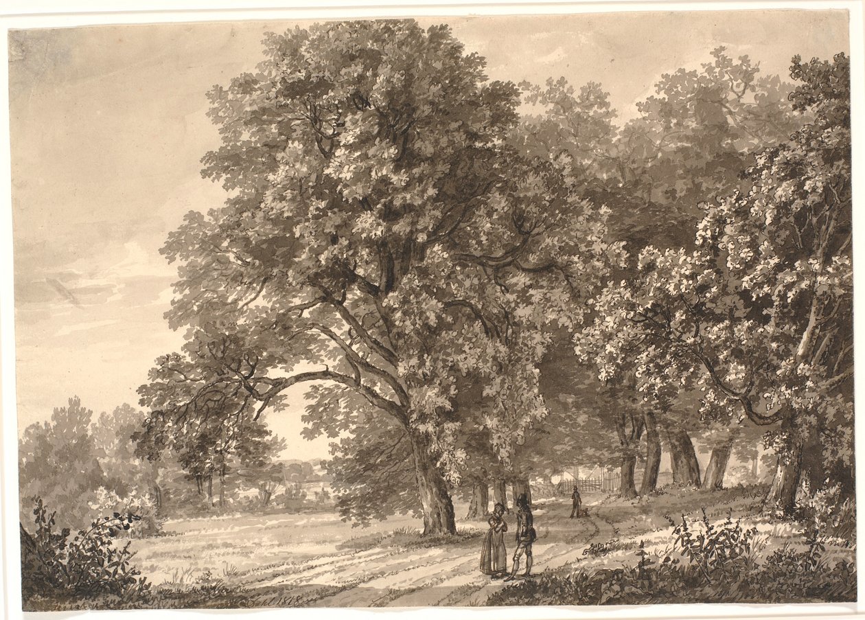 Utsikt over en vei i en skog nær Sorø, Sjælland av Johan Christian Dahl