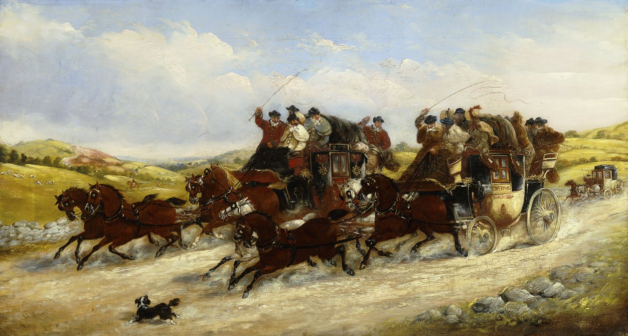 Et Liverpool til Manchester-løp med en jakt forbi, 1880 av J.C. Maggs