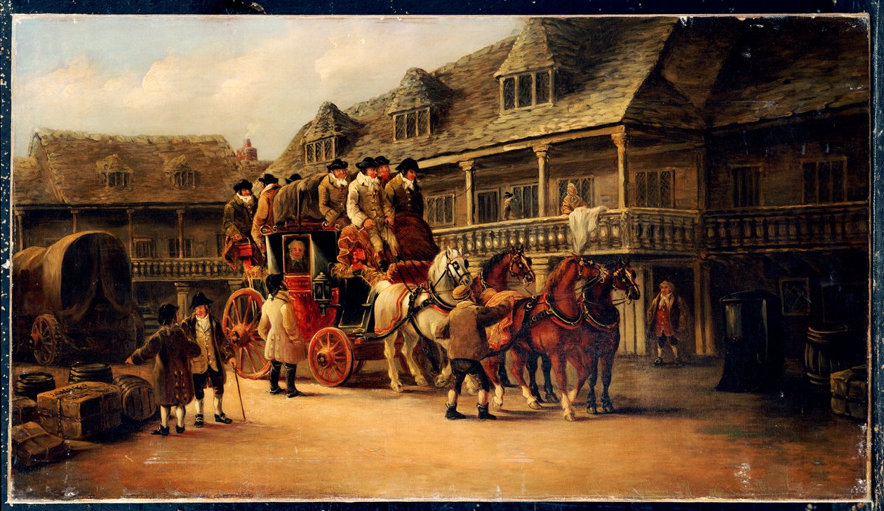 Går ombord på bussen til London, 1879 av J.C. Maggs