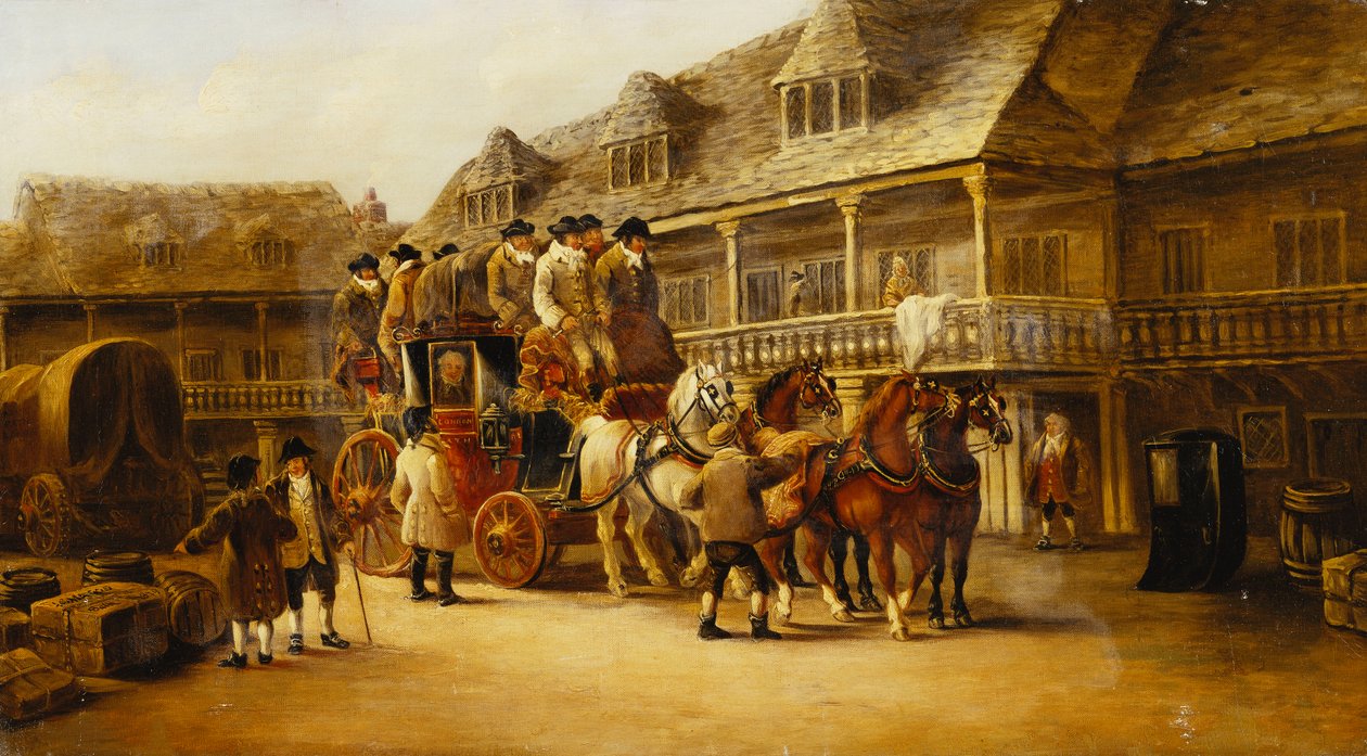 Går ombord på bussen til London, 1879 av J.C. Maggs