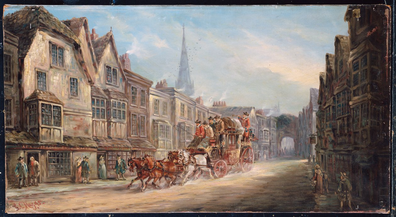 London til Exeter Royal Mail passerer gjennom Salisbury, 1895 av J.C. Maggs