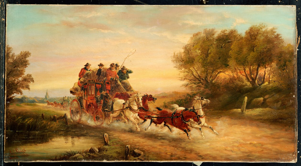 The Oxford to London Mail Coach, 1883 av J.C. Maggs
