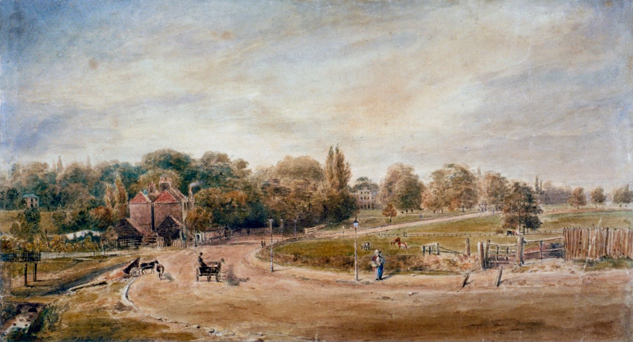 Court Lane og Lordship Lane, Dulwich, London, 1860. av JC Mandy
