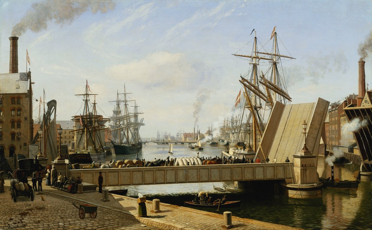 En utsikt over København med Knippelsbro, 1882 av J.E. Carl Rasmussen