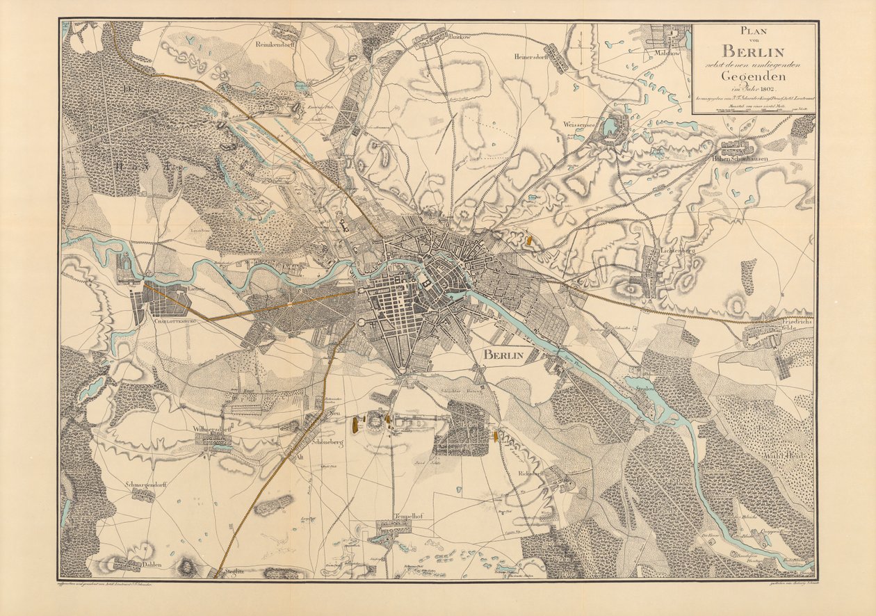 Kart over Berlin, 1802 av F. Schneider