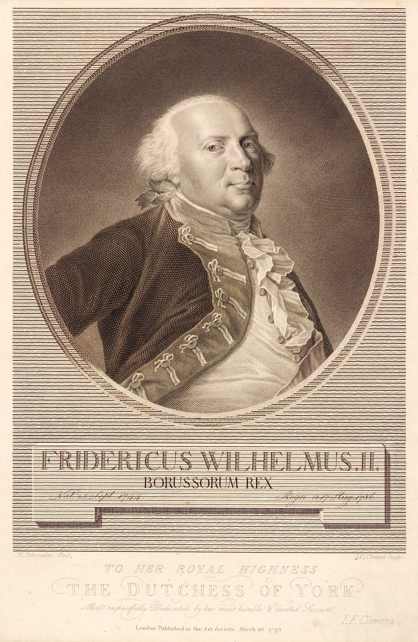 Friedrich Wilhelm II, konge av Preussen av J.F. Clemens