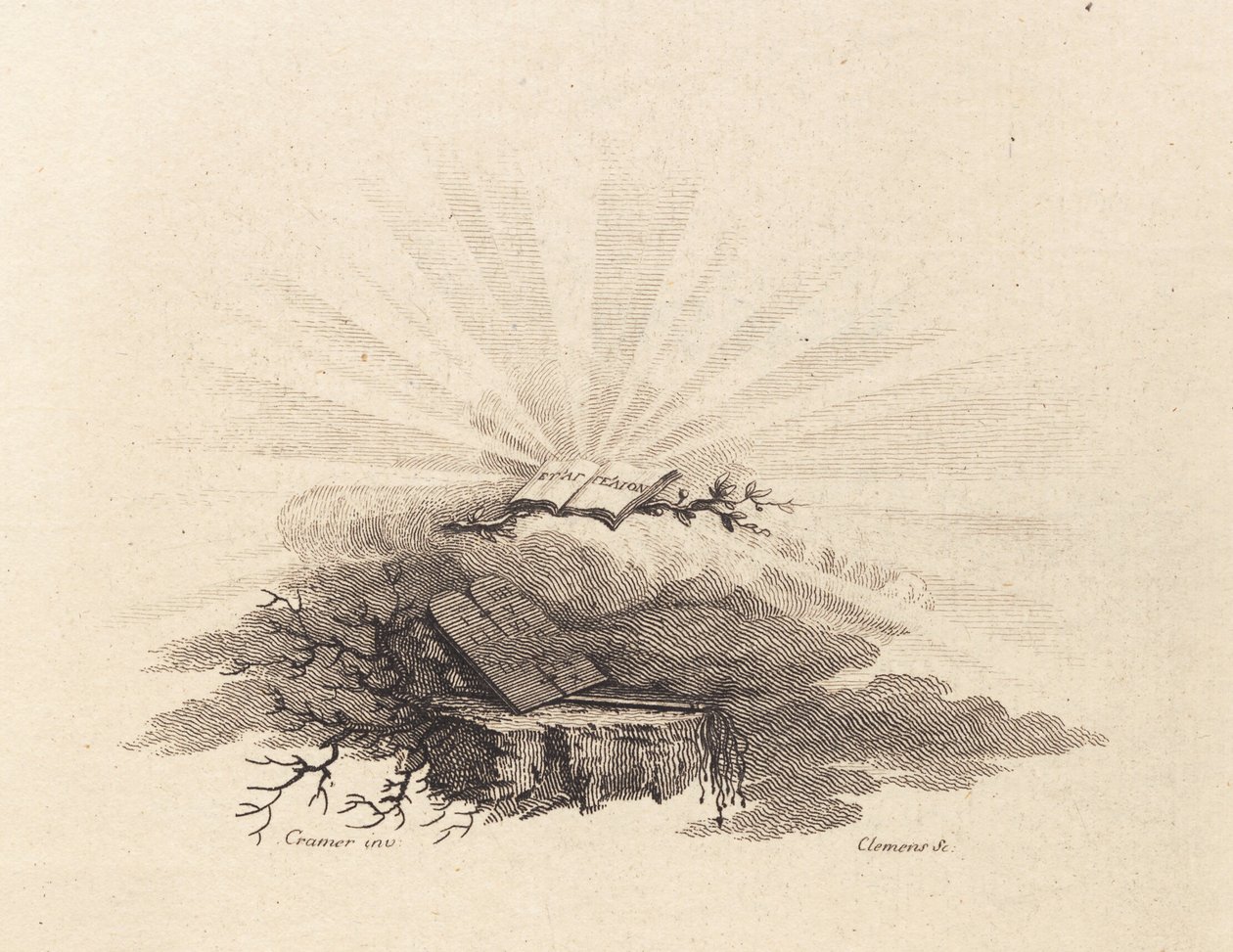 Tittelvignett for C. Bastholm: "Åndelige taler", 1779 av J.F. Clemens