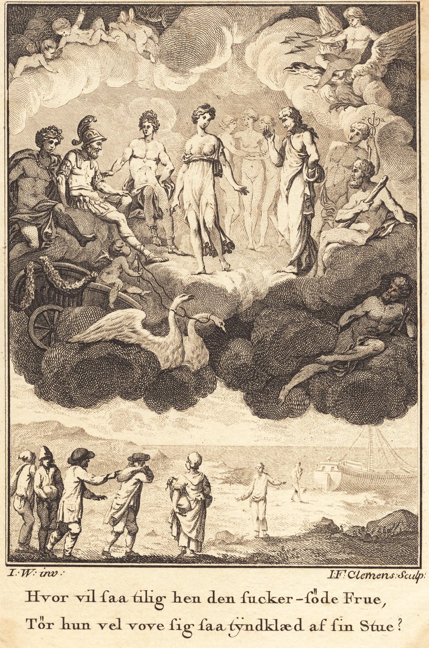 Venus mellom de forsamlede gudene av J.F. Clemens