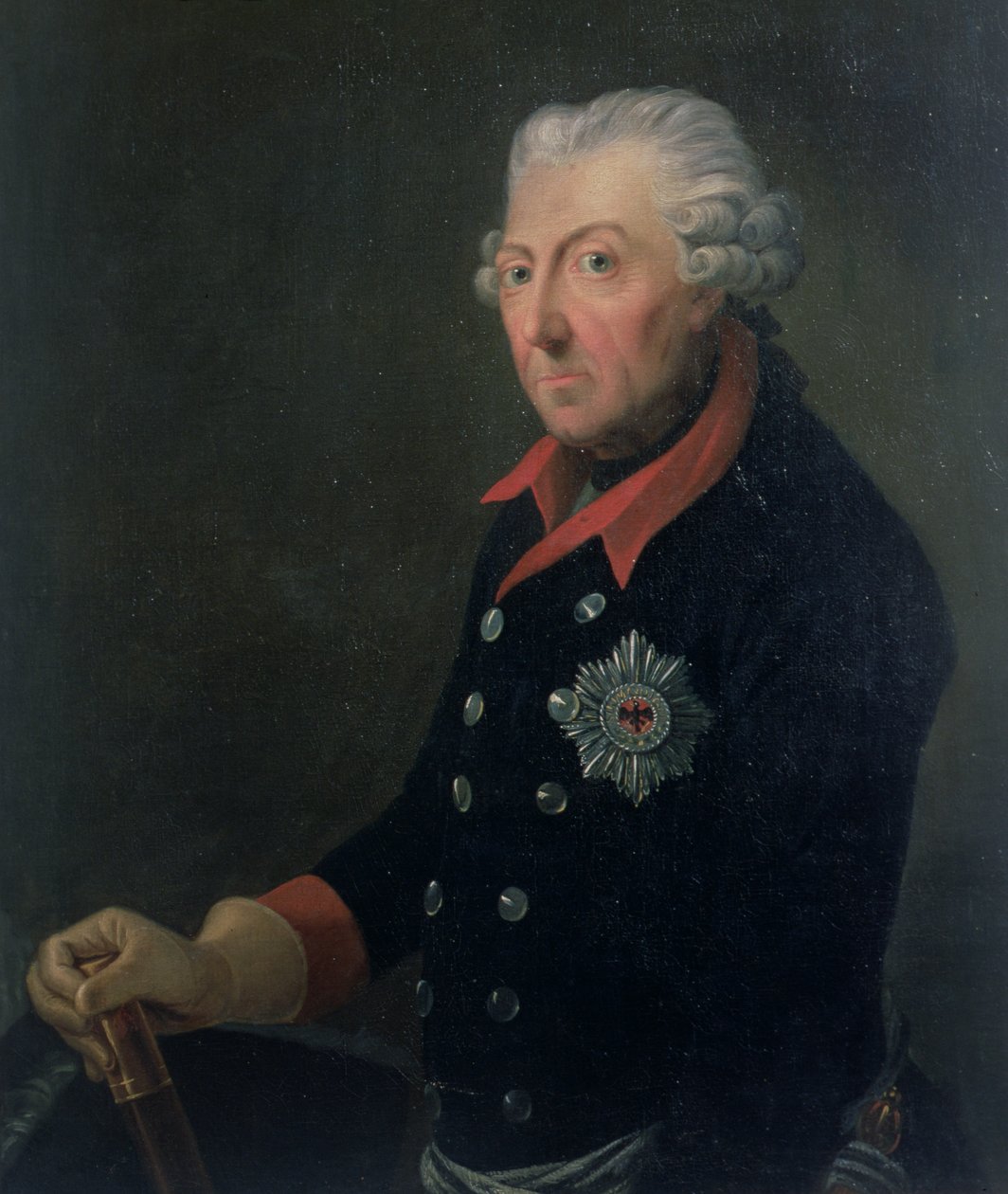 Friedrich den store (1712-86) iført uniformen til det 15. infanteriregiment av J.H.C. Franke