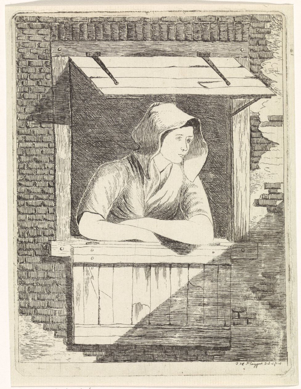 Kvinne ved et åpent vindu av J.H. Pluygers