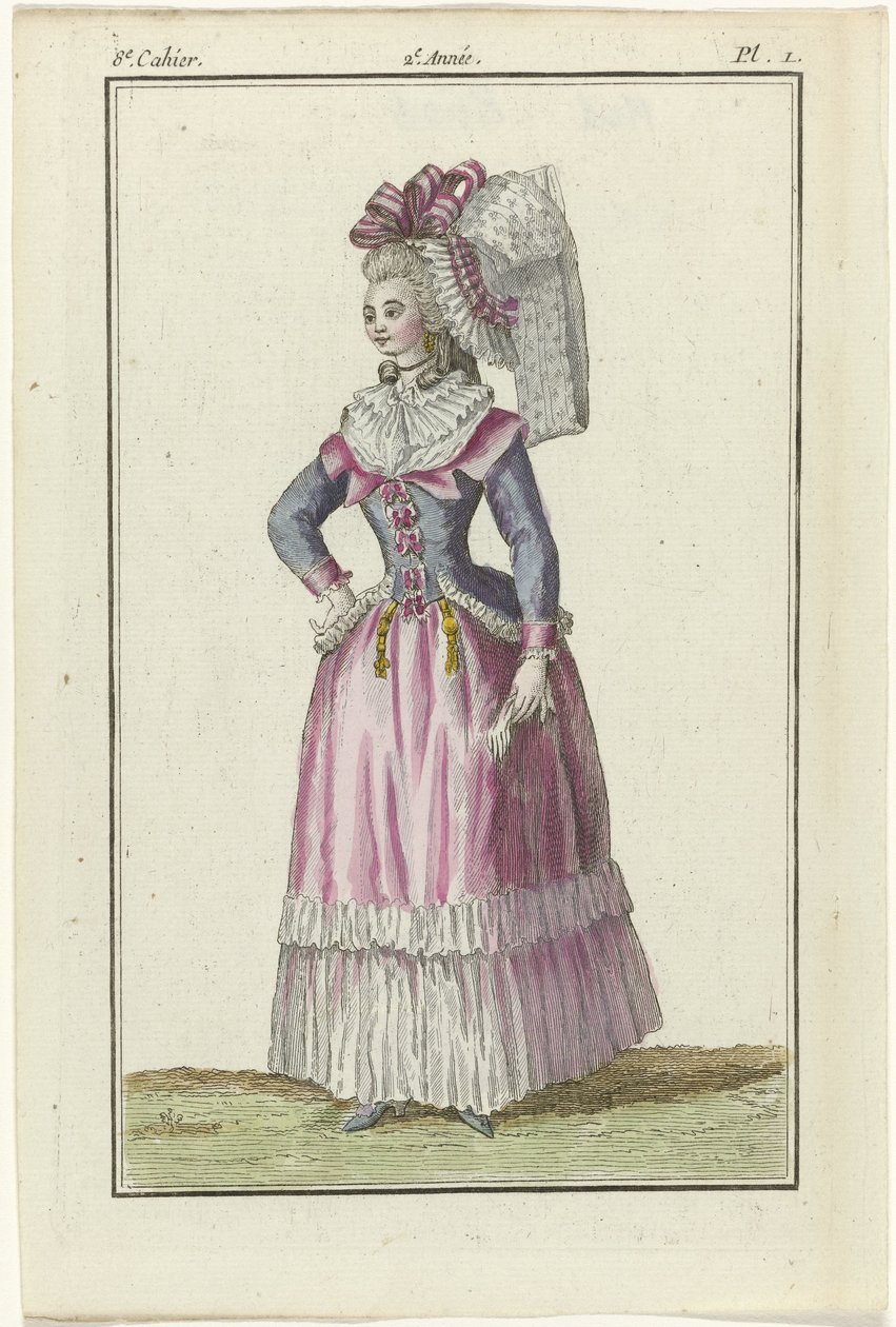 Butikk med nye franske og engelske moter, kopi til 1787, Pl. 1, 8. notatbok av J.J. Tuttot