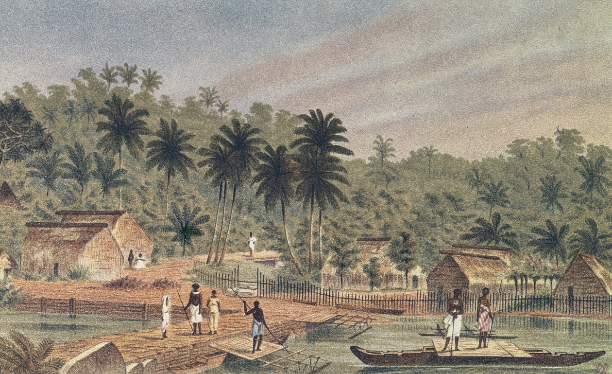 Village of Ngaloa, Kandan, Fiji, fra At Anchor av J.J. Vill av J.J. Wild