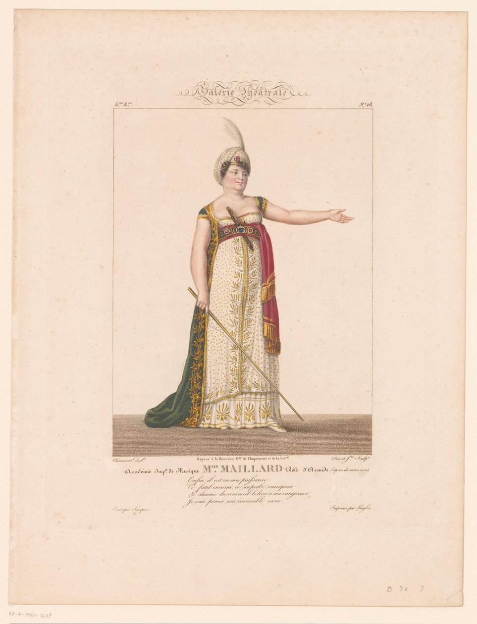 Portrett av Marie-Thérèse Davoux i rollen van Armide Miss Maillard (tittel på objekt) av J.L. Benoist (II)