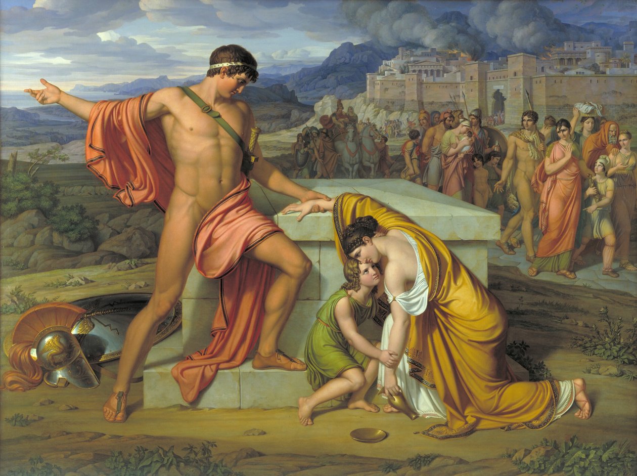 Pyrrhus og Andromache ved Hectors grav av J.L. Lund