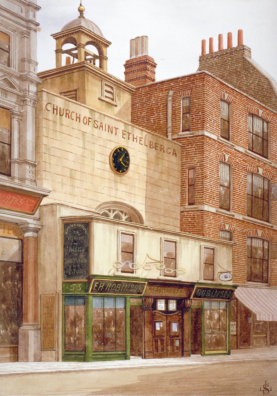 Church of St Ethelburga-the-Virgin innenfor Bishopsgate, City of London, 1860 av JL Stewart