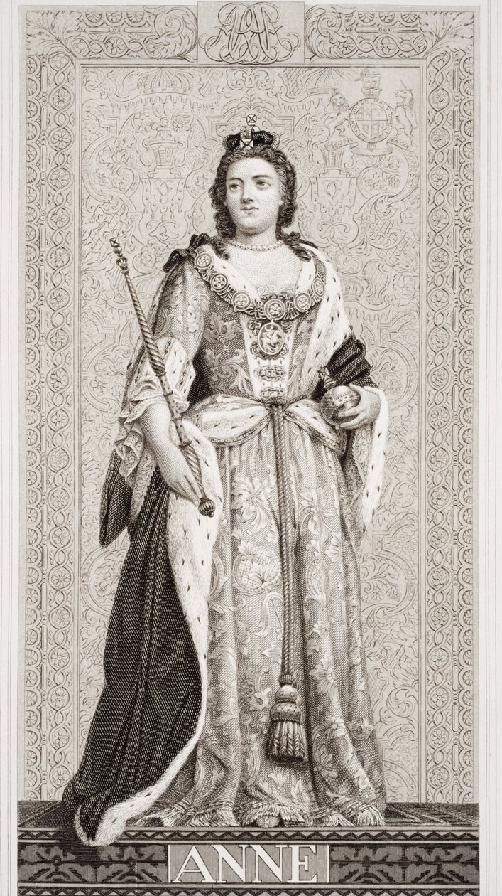 Dronning Anne (1665-1714) fra "Illustrasjoner av engelsk og skotsk historie" bind II av J.L. Williams
