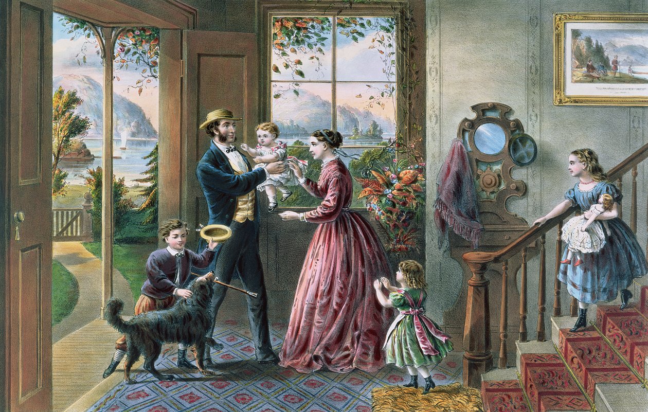 The Four Seasons of Life: Middelalder, "The Season of Strength" gravert av Parsons og Atwater, pub. av Currier og Ives, New York, 1868 (se 87966, 87971) av N. and Ives, J.M. Currier