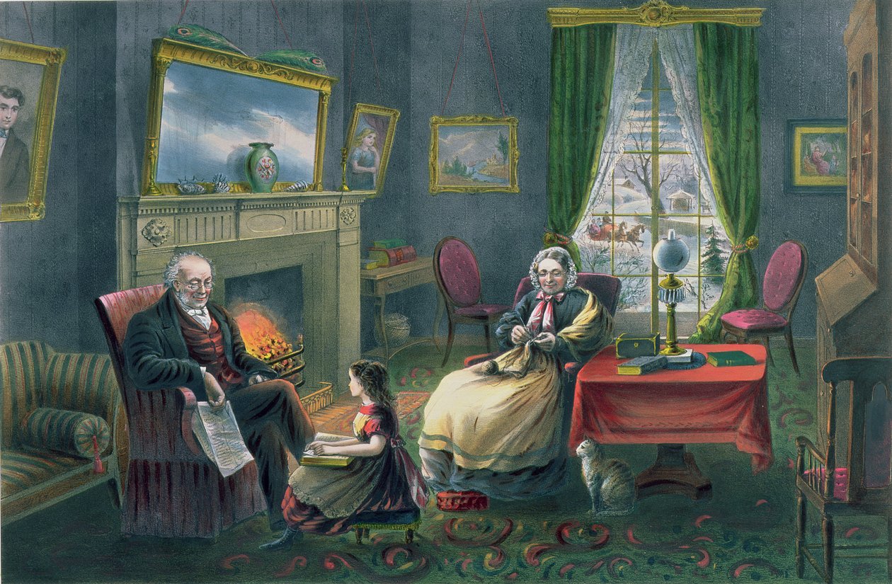 The Four Seasons of Life: Old Age, `The Season of Rest`, gravert av Parsons und Atwater, pub. av Currier og Ives, New York, 1868 (se 87970, 87971) av N. and Ives, J.M. Currier
