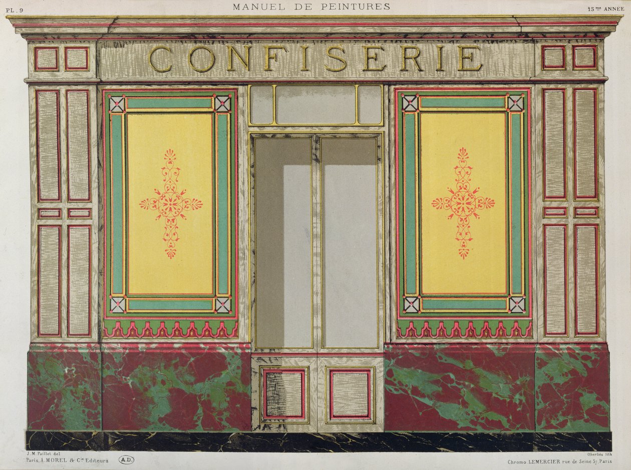 Butikkfrontdesign for en Confiserie, 1861 av J.M. Paillet