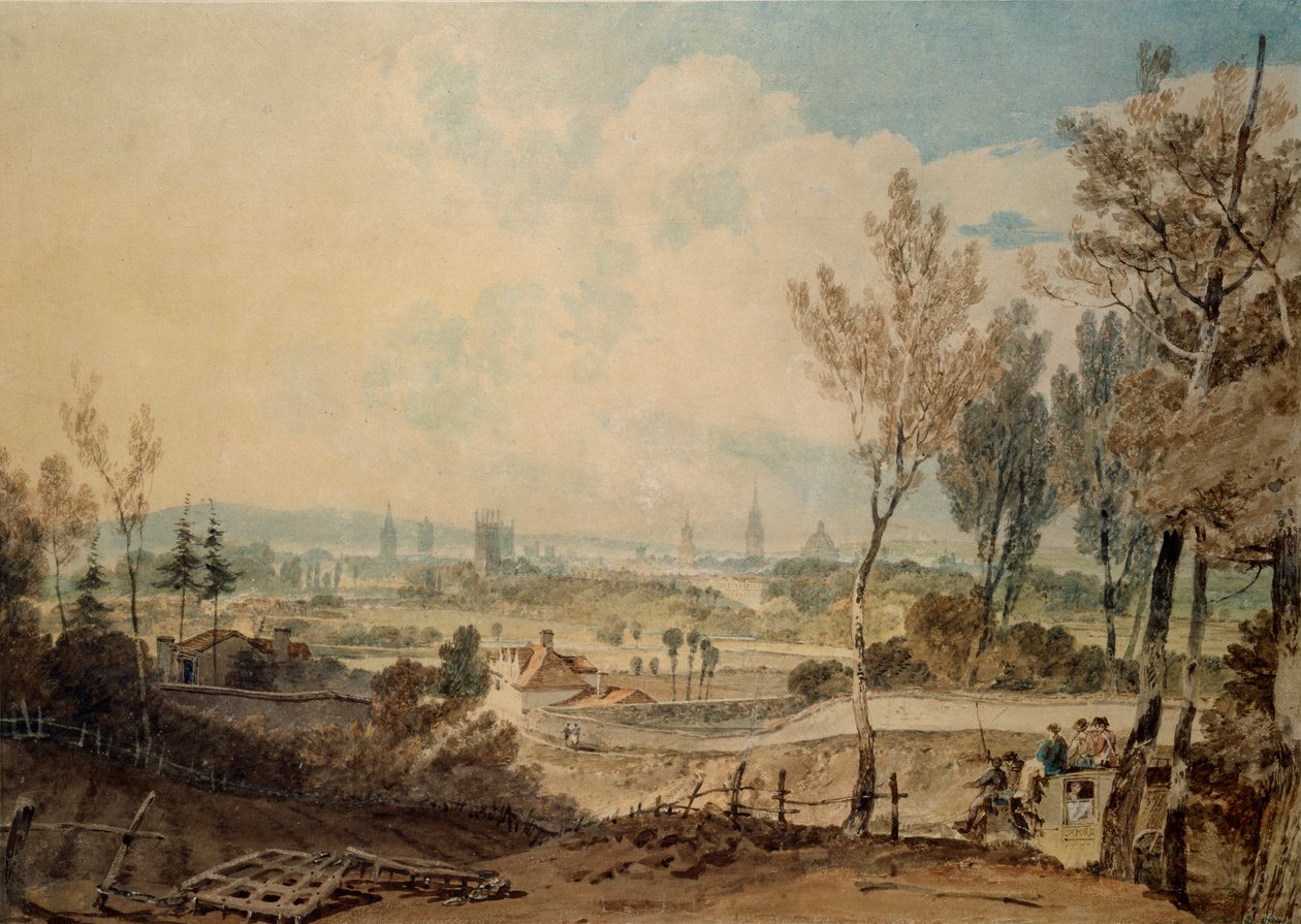 En utsikt over Oxford fra sørsiden av Headington Hill, 1803-1804 av Joseph Mallord William Turner