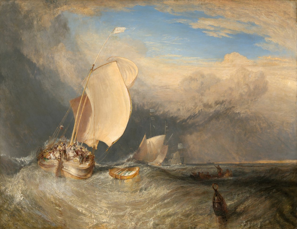 Fiskebåter med Hucksters som forhandler om fisk, 183738. av Joseph Mallord William Turner