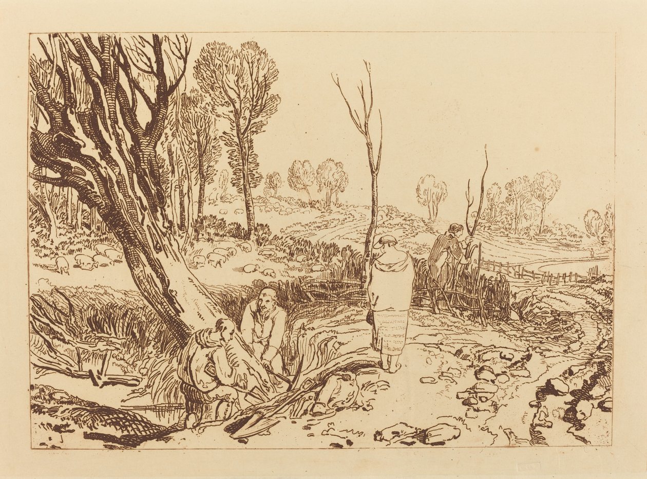 Sikring og grøfting, utgitt 1812. av Joseph Mallord William Turner