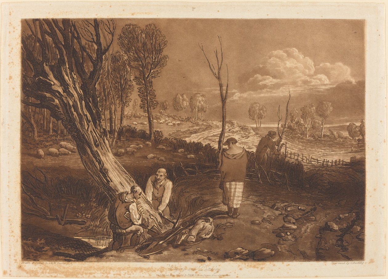 Sikring og grøfting, utgitt 1812. av Joseph Mallord William Turner