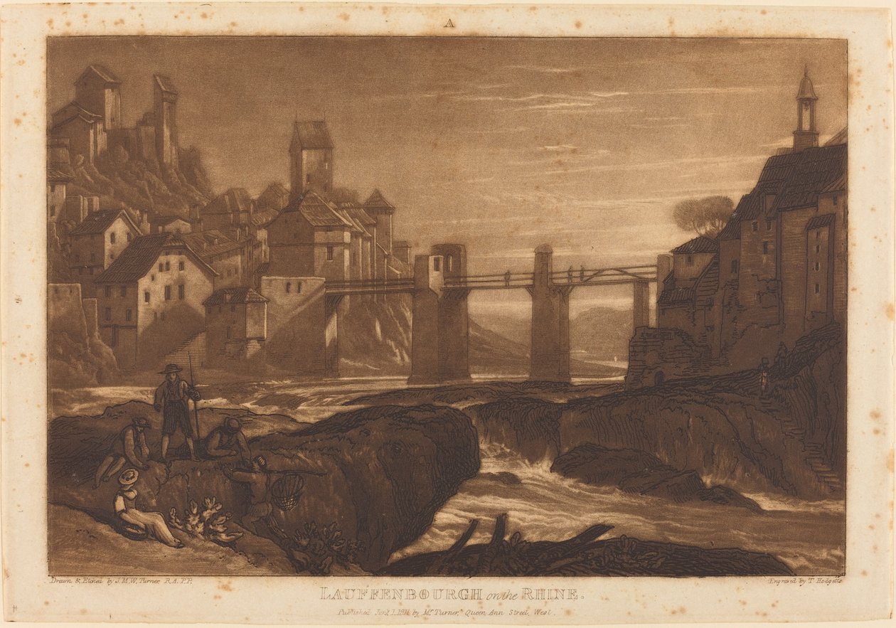 Lauffenbourgh ved Rhinen, utgitt 1811. av Joseph Mallord William Turner