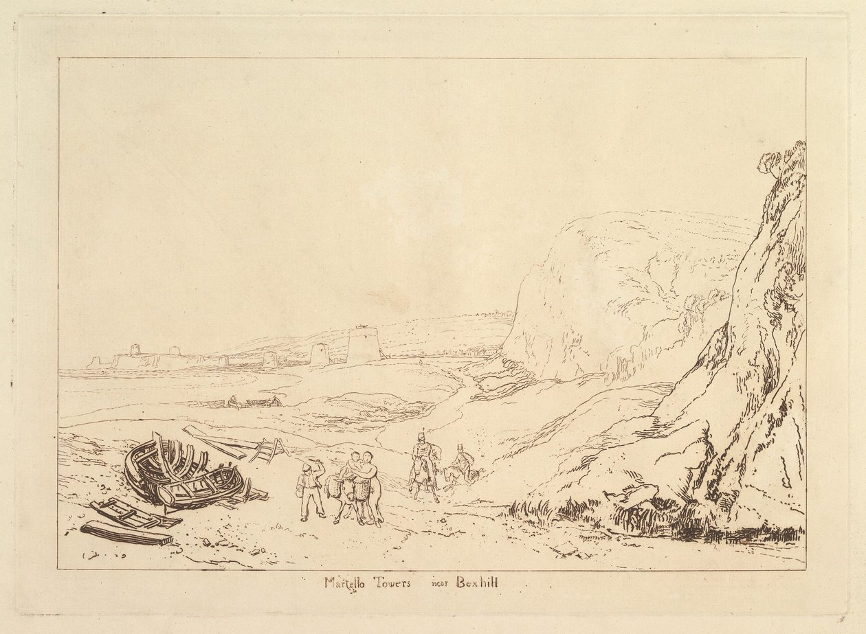 Martello Towers nær Bexhill, Sussex Book of Studies, del VII, plate 34, 1811. av Joseph Mallord William Turner