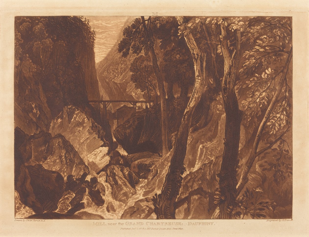 Mill nær Grand Chartreuse, utgitt 1816. av Joseph Mallord William Turner