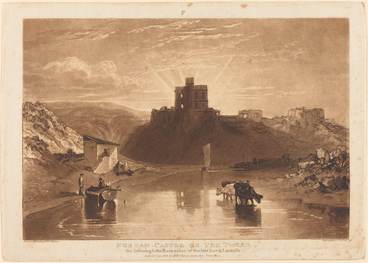 Norham Castle, utgitt 1816. av Joseph Mallord William Turner