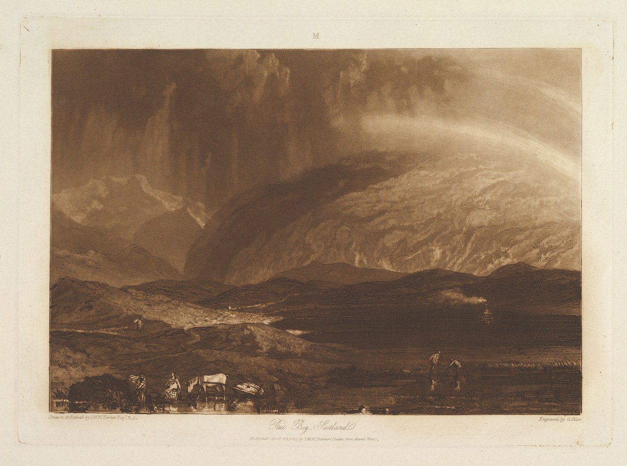 Torvmose, Skottland Liber Studiorum, del IX, plate 45, 23. april 1812. av Joseph Mallord William Turner