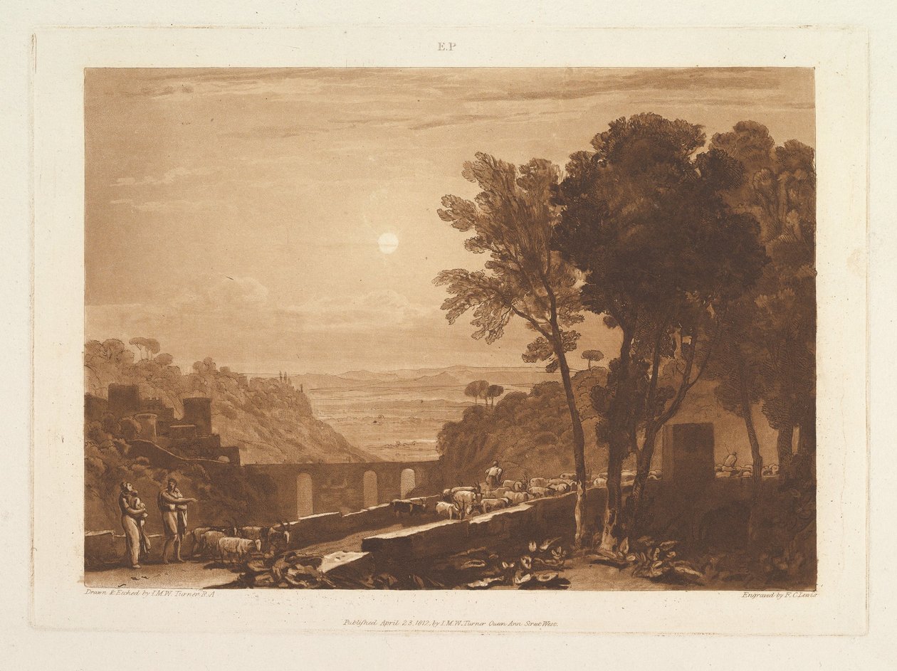 The Bridge and Goats Liber Studiorum, part IX, plate 43, April 23, 1812.    1146883   no       norwegian Successfully Translated  Original: Stairs in an Italian Garden Translat: Stairs in an Italian Garden 1311017 no norwegian Successfully Translated Origi av Joseph Mallord William Turner