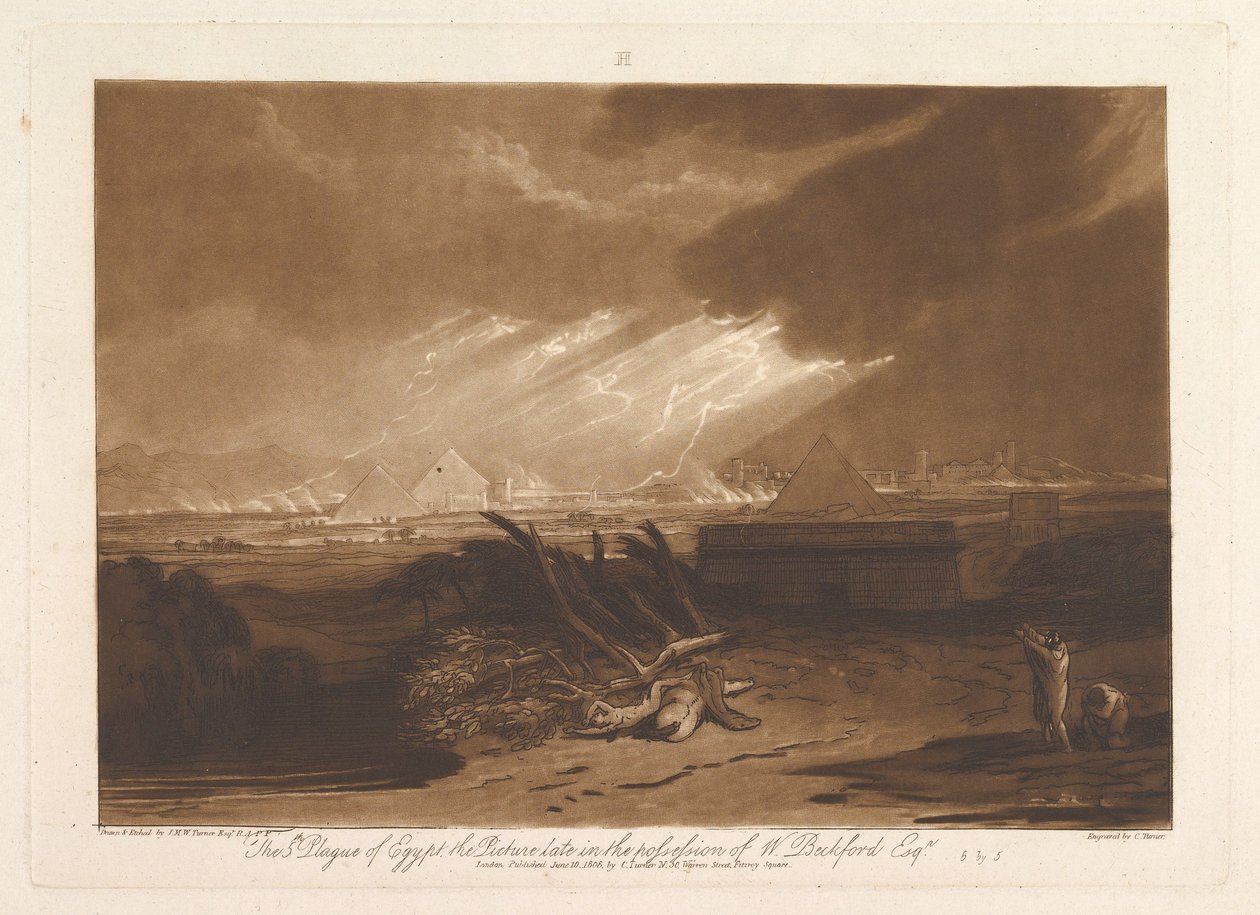 The Fifth Plague of Egypt Liber Studiorum, del III, plate 16, 10. juni 1808. av Joseph Mallord William Turner