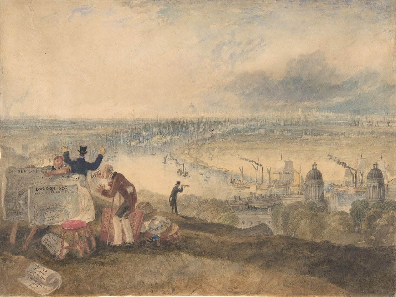 Utsikt over London fra Greenwich, 1825. av Joseph Mallord William Turner