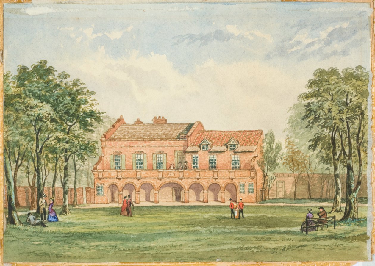 Old Forth House, Newcastle (kroppsfarge, blyant og wc om bord) av J.R. Dewar