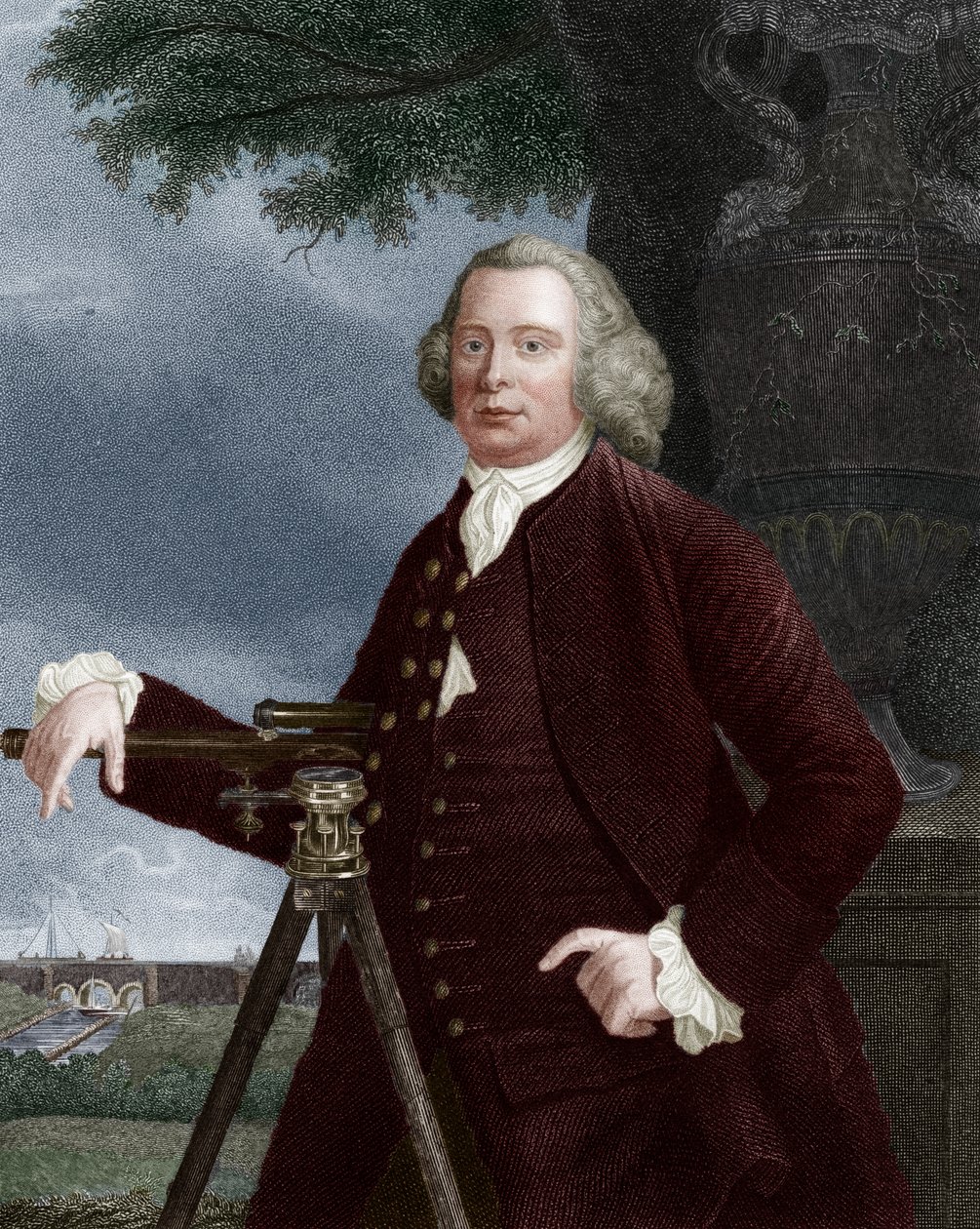 James Brindley , engelsk sivilingeniør og kanalbygger fra 1800-tallet, 1836. av JT Wedgwood