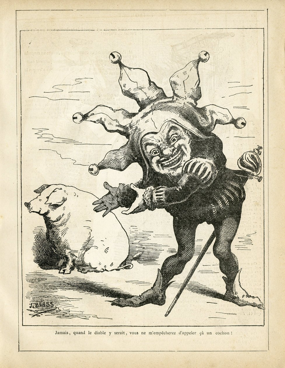 Illustrasjon av J. Blass' (1847-1892) i Le Triboulet av J. (1847 1892) Blass