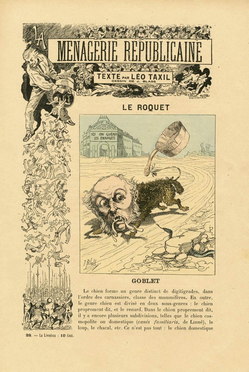 Illustrasjon av J. Blass' (1847-1892) i Menagerie Republicaine Humoristisk galleri av hovedpersonene i Third Republique av J. (1847 1892) Blass