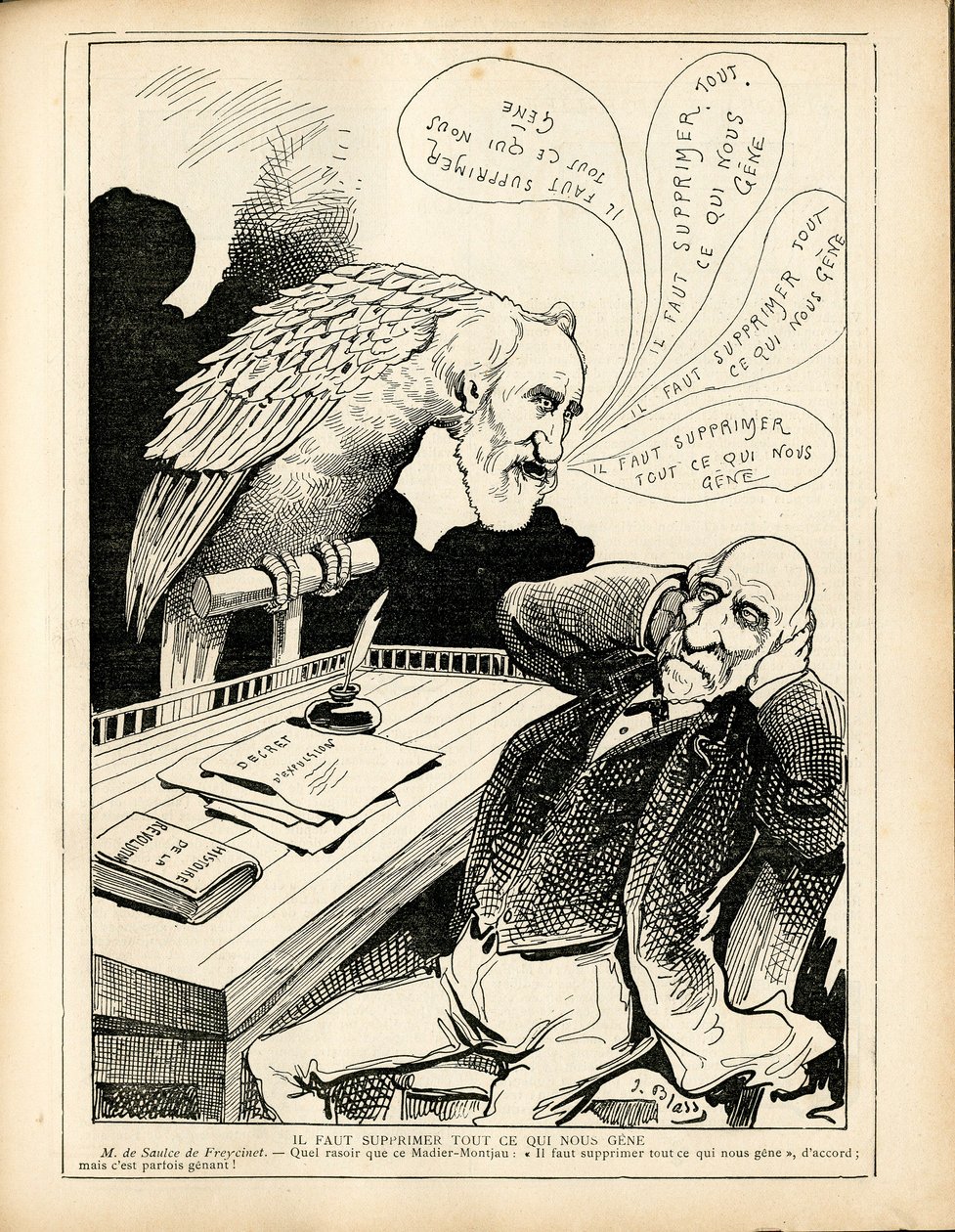 Le Triboulet, satirisk i svart-hvitt av J. (1847 1892) Blass