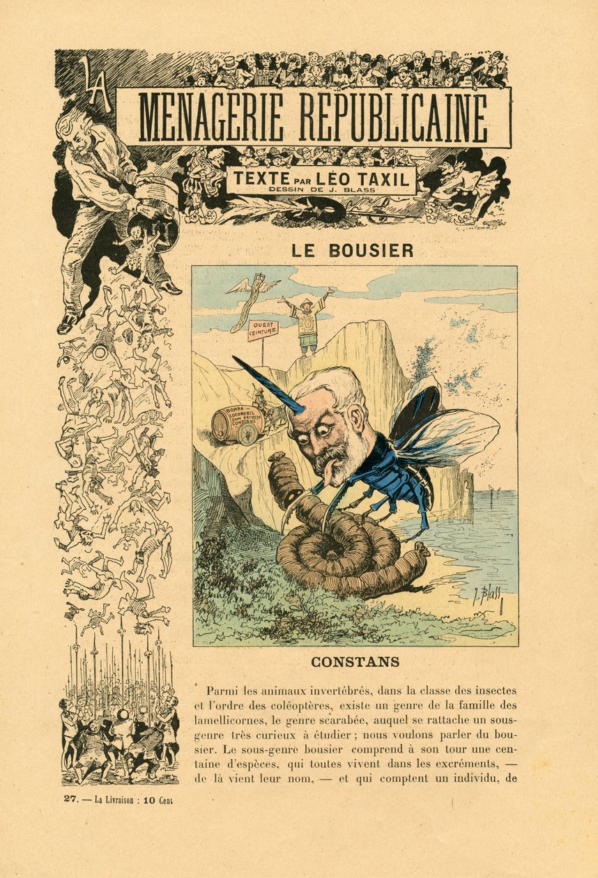 Menagerie Republicaine Humoristisk galleri av hovedpersonene i den tredje republikken, nummer 27, Satirique en Couleurs av J. (1847 1892) Blass