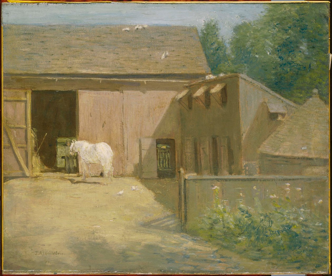 Gårdstun i New England av J. Alden Weir