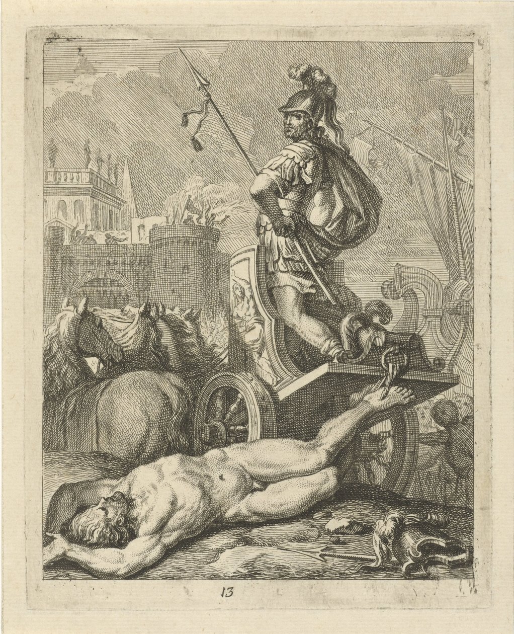Akilles med Hectors lik bak vognen Scener fra livet til Achilles (serietittel) Vitam et mortem achilli (serietittel) av J. Alexander Janssens