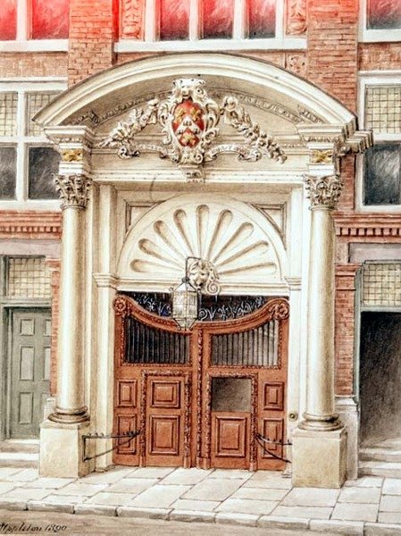 Porten til Brewers Hall i Addle Street, City of London av J. Appleton