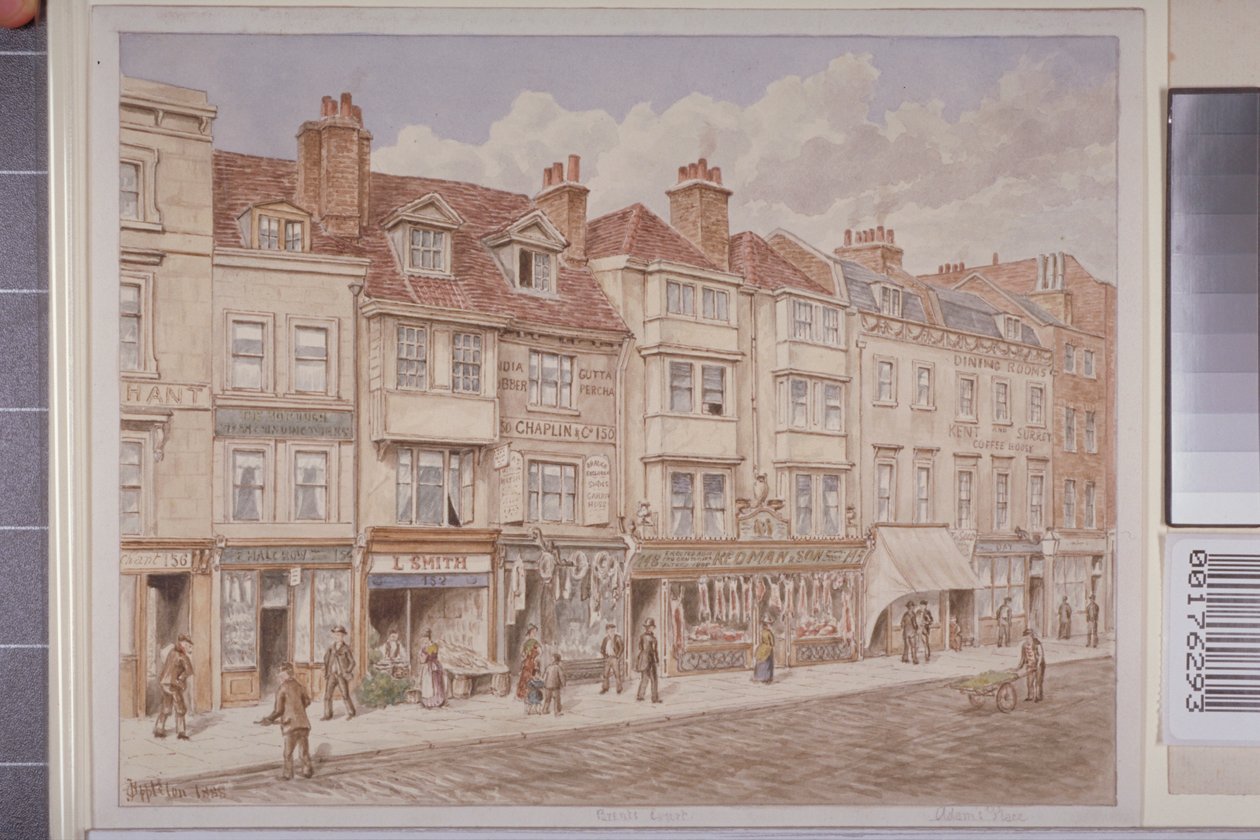Utsikt over nr. 140-156 på vestsiden av Borough High Street, 1888 av J. Appleton